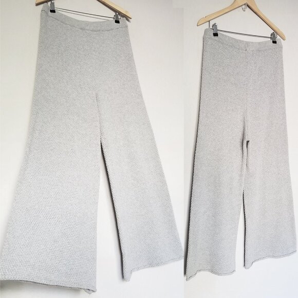 Free People Beach Hailee Knit High Rise Cropped Wide Leg Pants Light Gray Size L - Picture 14 of 15